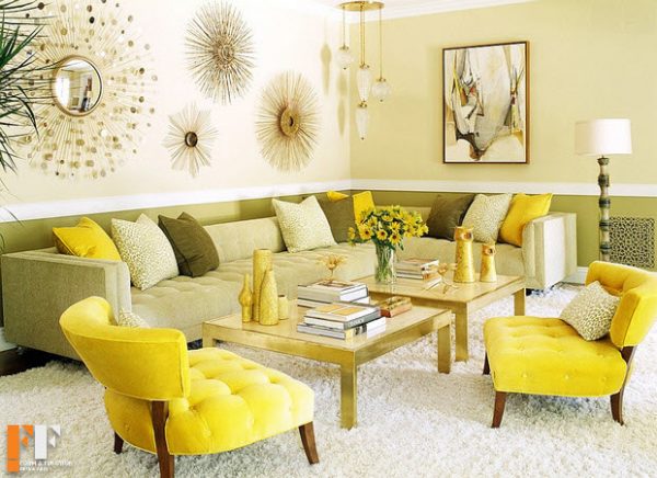 استاده از رنگ زرد در دکوراسیون داخلی خانه با رنگهای شاد